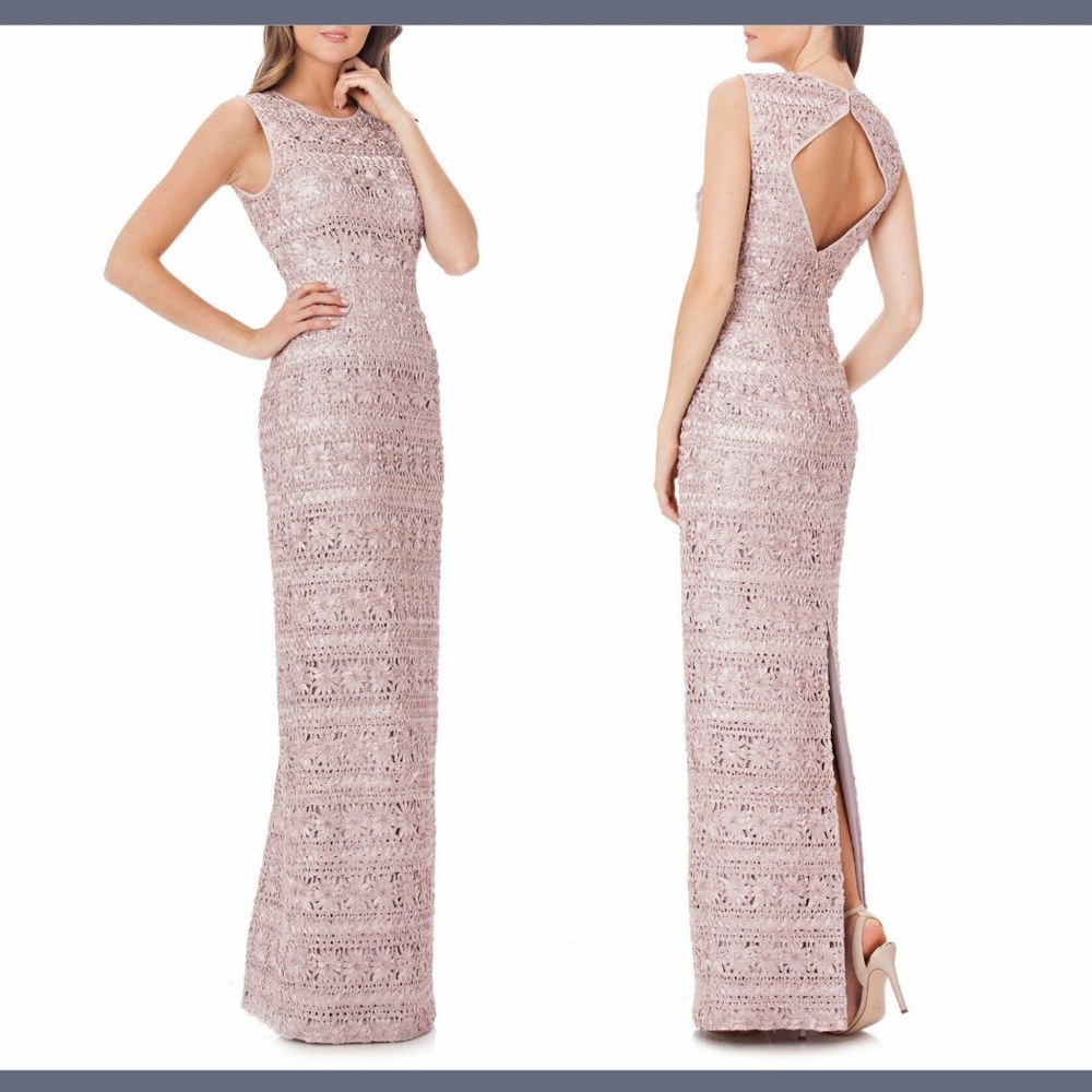 NEW JS‎ Collections Cutout Back Soutache Gown in Pink [SZ 16 ]
